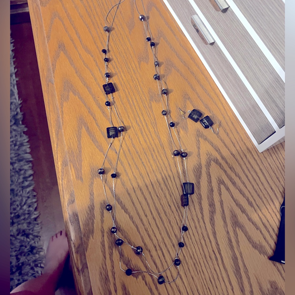 Long necklace and matching earrings